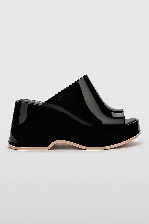 Melissa Patty Jelly Platform Mule in Black/Beige - Image 2