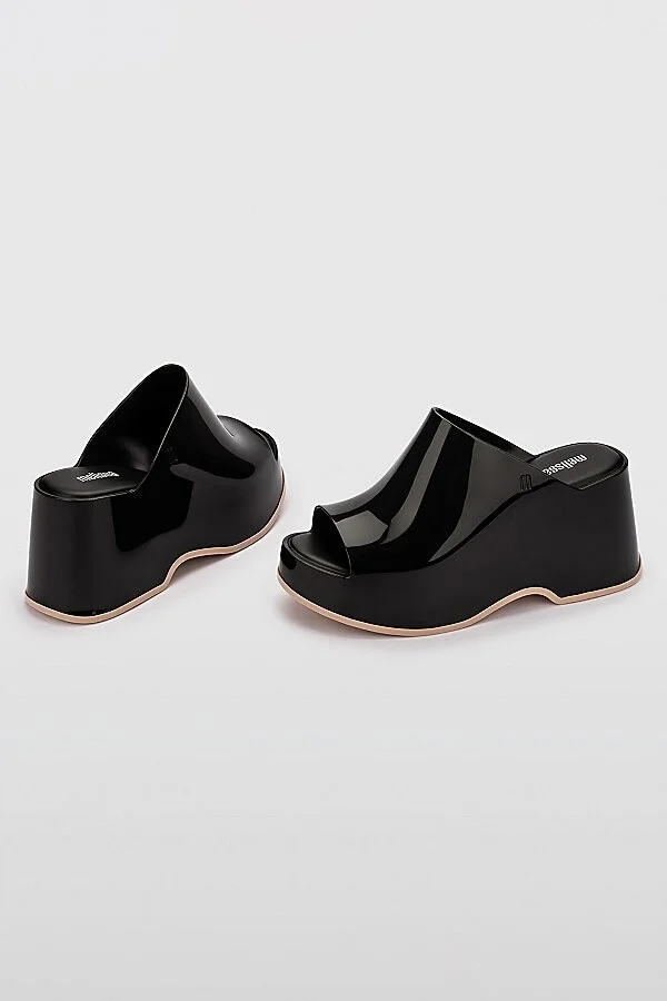 Melissa Patty Jelly Platform Mule in Black/Beige - Image 4