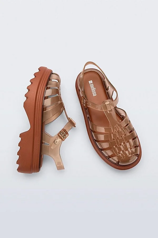 Melissa Possession Platform Fisherman Sandal in Transparent Brown