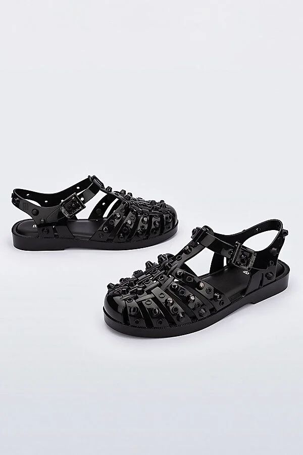 Melissa Possession Studs Sandal in Black/Dark Grey - Image 3