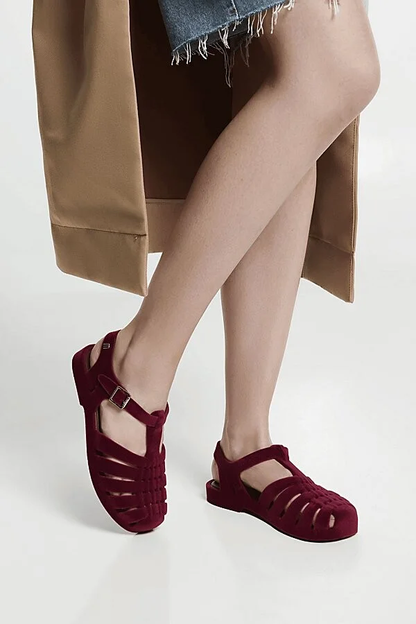 Melissa Possession Velvet II Fisherman Sandal in Black Flocked - Image 6