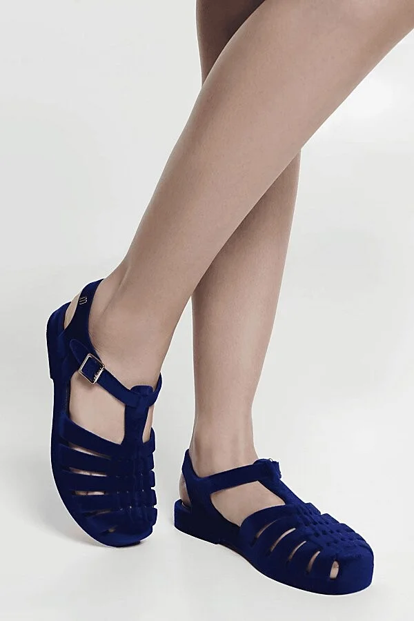 Melissa Possession Velvet II Fisherman Sandal in Black Flocked - Image 9