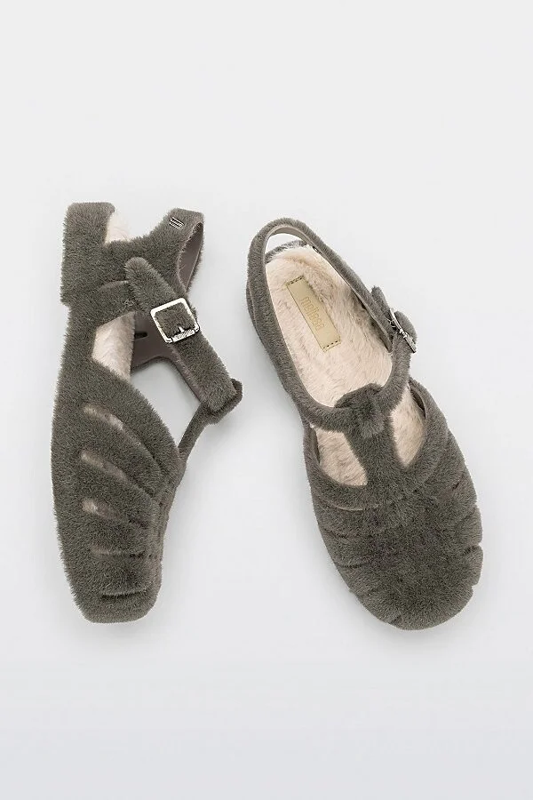 Melissa Possession Warm Look Fisherman Sandal in Black Flocked - Image 4