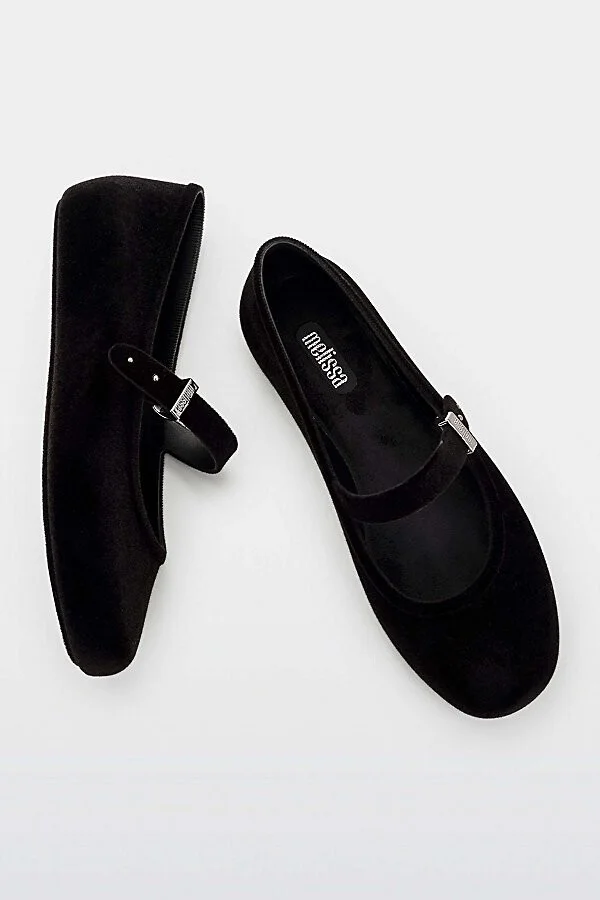 Melissa Soft Velvet II Ballerina Flat in Black - Image 3