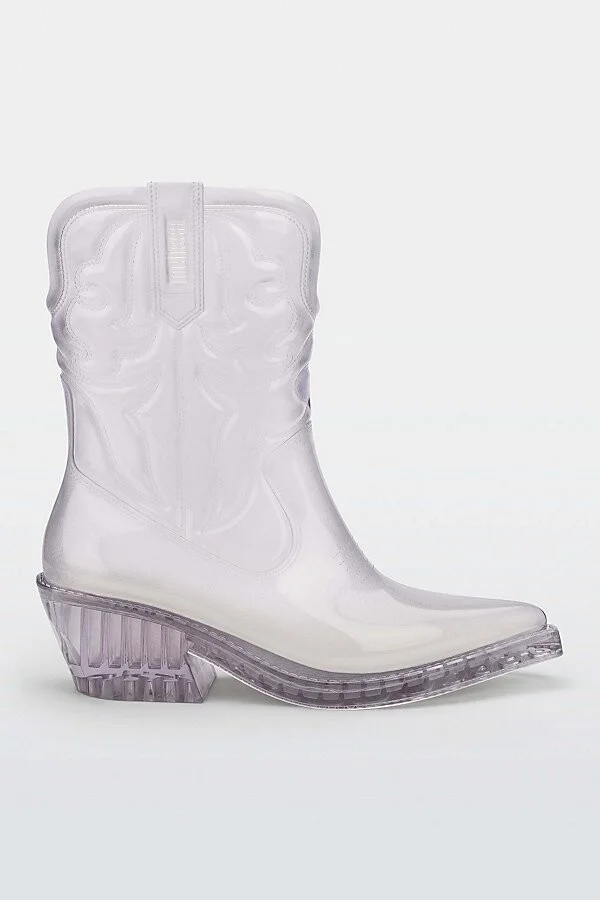 Melissa Texas Jelly Cowboy Boot in Black Transparent/Glass - Image 5