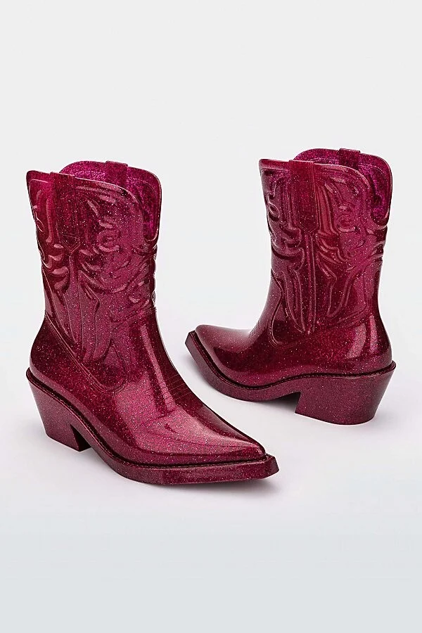 Melissa Texas Jelly Cowboy Boot in Black Transparent/Glass - Image 10
