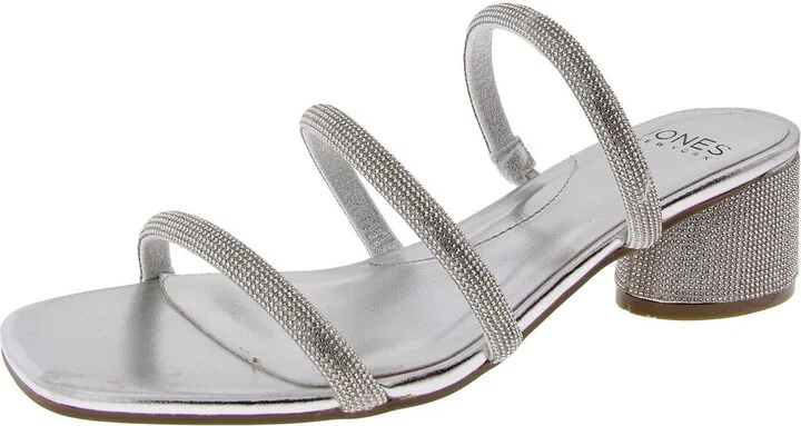Melli Womens Faux Leather Rhinestone Slide Sandals