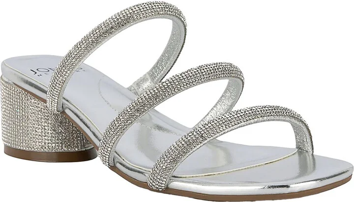 Melli Womens Rhinestone Faux Leather Block Heel