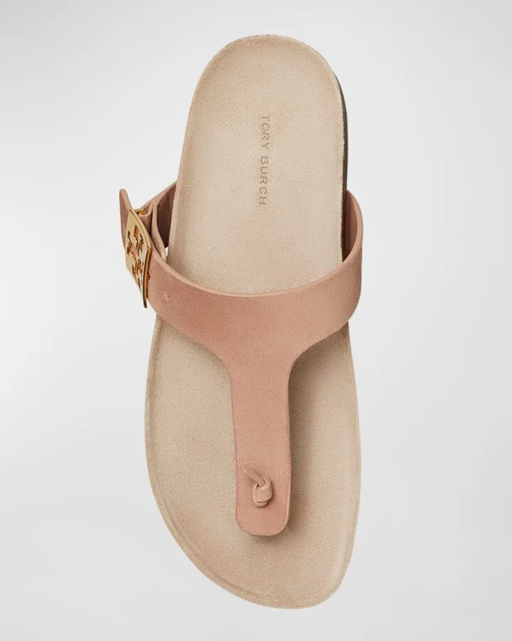 Mellow Leather Buckle Thong Sandals - Image 2