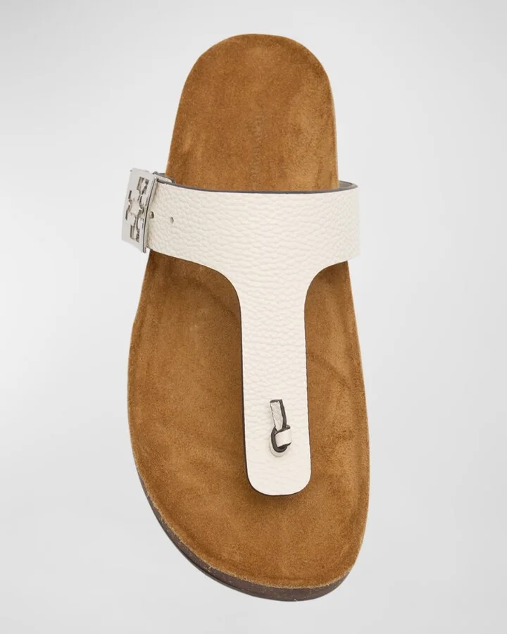 Mellow Leather Buckle Thong Sandals - Image 6