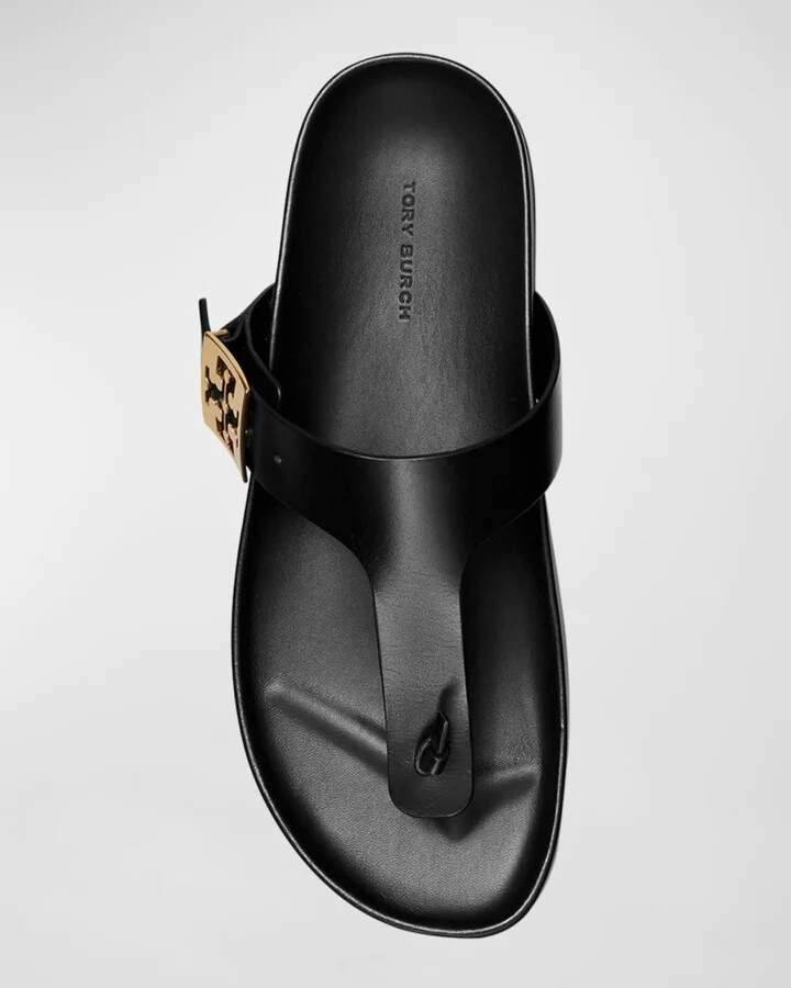 Mellow Leather Buckle Thong Sandals - Image 2