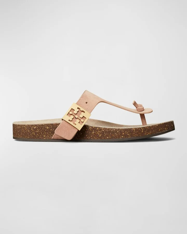 Mellow Leather Buckle Thong Sandals