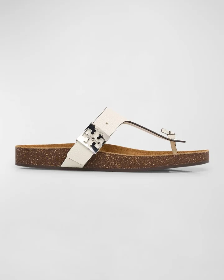 Mellow Leather Buckle Thong Sandals