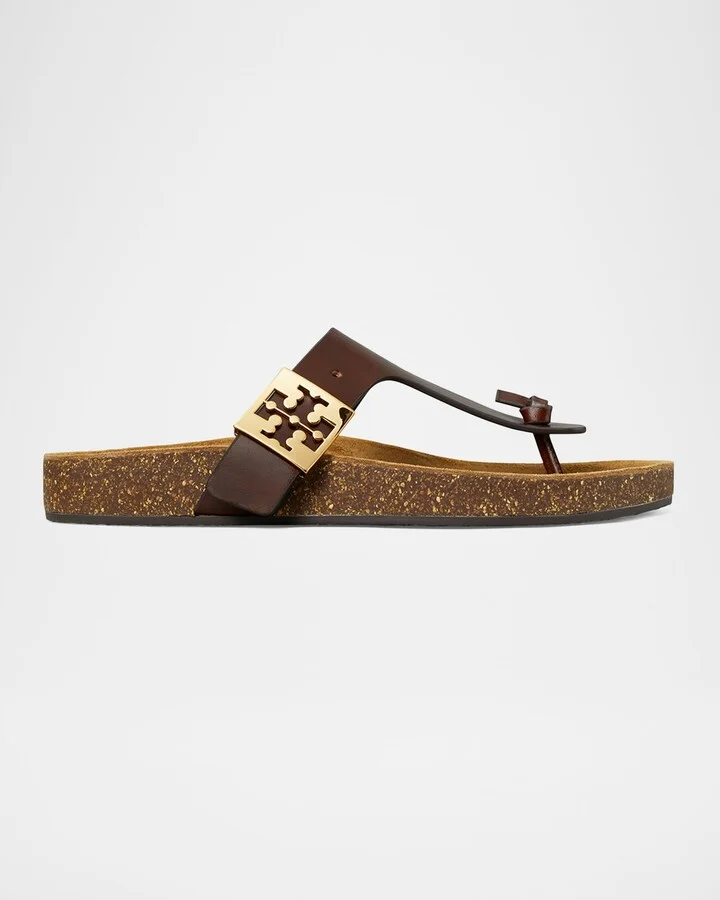 Mellow Leather Buckle Thong Sandals