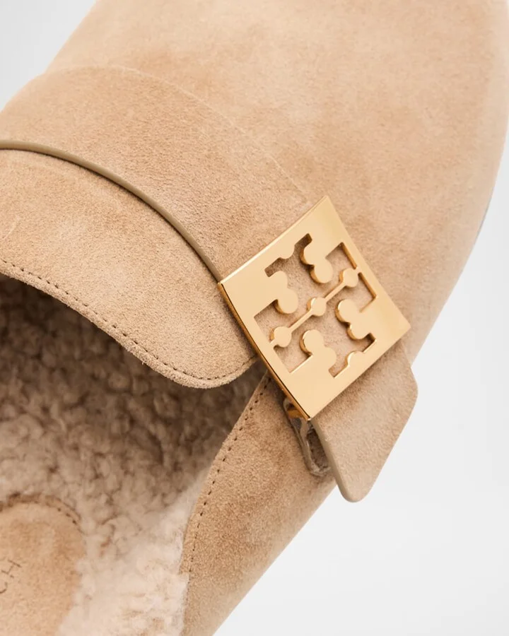 Mellow Suede Shearling Buckle Loafer Mules - Image 11