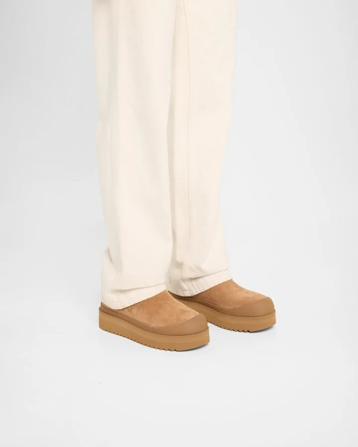 Mellow Suede Shearling Buckle Platform Booties - Image 5