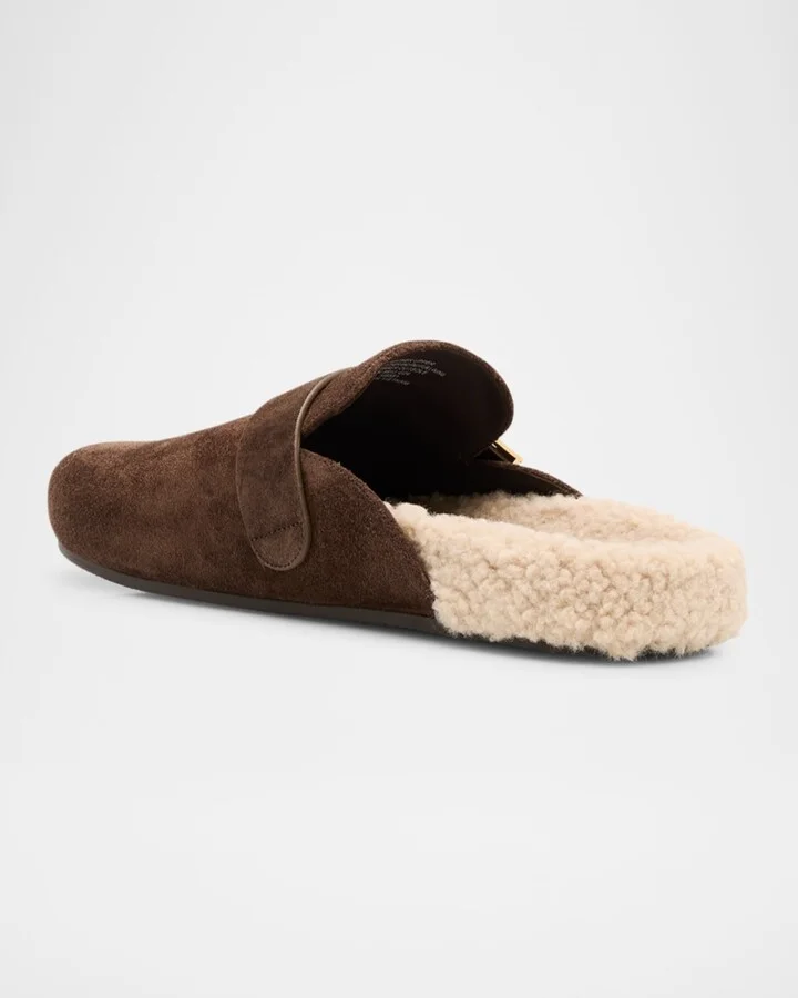 Mellow Suede Shearling Mules - Image 4