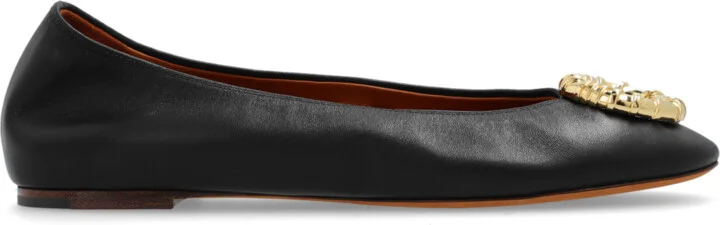 ‘Melodie’ Leather Ballet Flats, , - Black