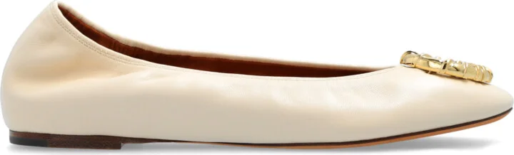 ‘Melodie’ Leather Ballet Flats, , - Cream