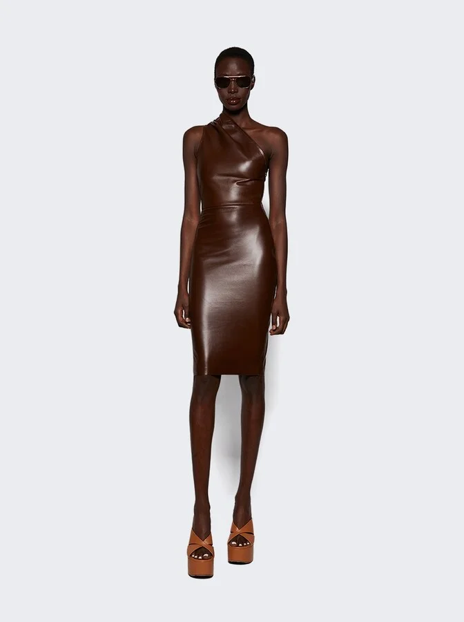 Melrose Dress Chocolate Nappa Leather
