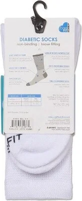 MeMoi 3 Pair Pack Full Cushioned Antimicrobial Diabetic Crew Socks White - Image 2
