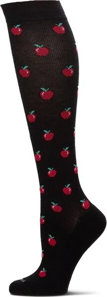 Memoi Apples 8-15 mmhm Graduated Bamboo Compression Socks Black 9-11