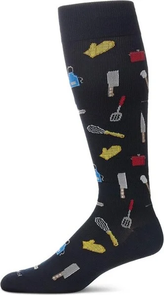 Memoi Chef 8-15 mmHg Graduated Cotton Compression Socks Navy 10-13