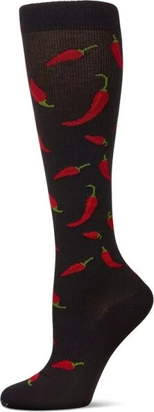 Memoi Chili Pepper 8-15 mmHg Graduated Bamboo Compression Socks Black 9-11