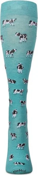 Memoi Cows 8-15 mmHg Graduated Bamboo Compression Socks Teal 9-11 - Image 2