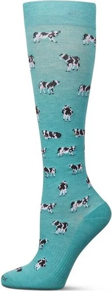 Memoi Cows 8-15 mmHg Graduated Bamboo Compression Socks Teal 9-11