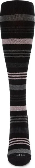 Memoi Gender Neutral Black Multi Striped Cotton Blend 15-20mmHg Graduated Compression Socks Black-Blue - Image 3