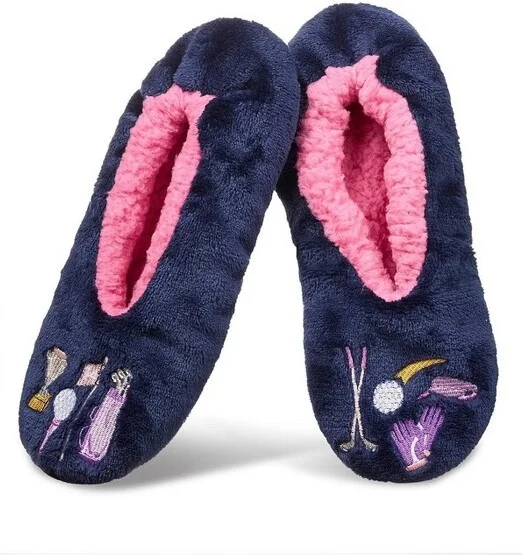 MeMoi Golf Plush Slippers Navy S-M