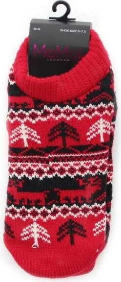 Memoi Holideer Fuzzy-Lined Bootie Slippers Tango Red M-L