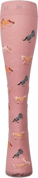 Memoi Horses Cotton Blend 15-20 mmHg Graduated Compression Socks Mauve 9-11 - Image 2