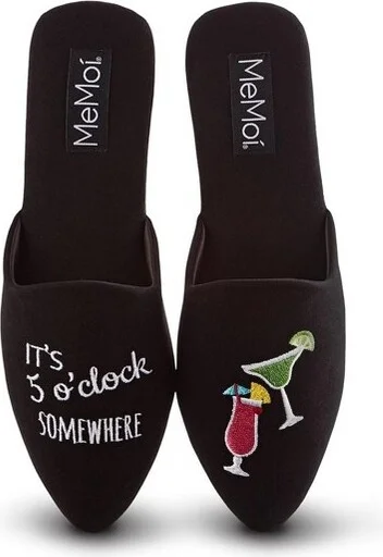 Memoi It's 5 O'Clock Somewhere Closed-Toe Slippers Black S