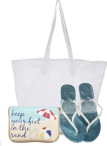 Memoi Keep Your Feet in the Sand Foldable Flats Pouch Set Blue S
