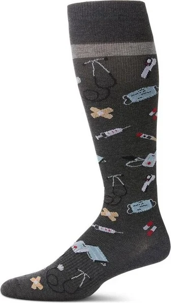Memoi Medical Supplies 8-15 mmHg Graduated Cotton Compression Socks Dark Gray Heather