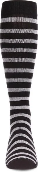 Memoi Men's Cabana Stripe Bamboo Blend 8-15mmHg Graduated Compression Socks Black 10-13 - Image 2