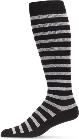 Memoi Men's Cabana Stripe Bamboo Blend 8-15mmHg Graduated Compression Socks Black 10-13