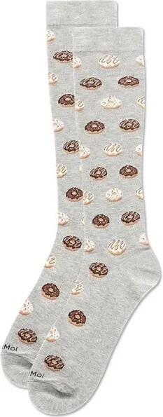 Memoi Men's Donuts Bamboo Blend 8-15mmHg Graduated Compression Socks Med Gray Heather 10-13