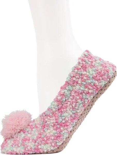 Memoi Popcorn Pom-Pom Non-Slip Slippers Pink Mix S-M