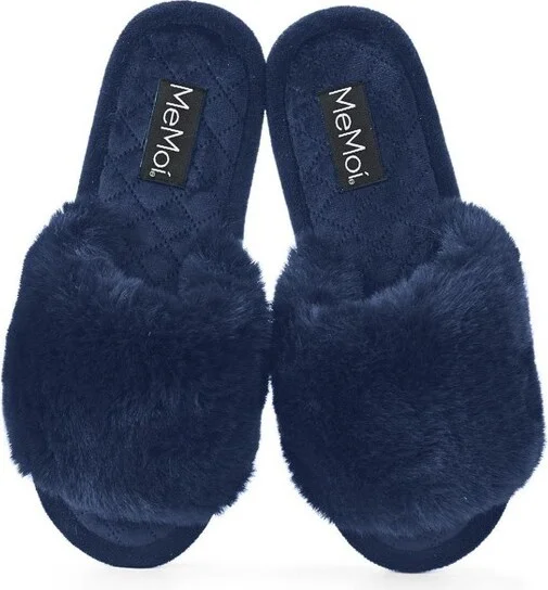 Memoi The Bette Plush Open-Toe Slipper Black L - Image 4