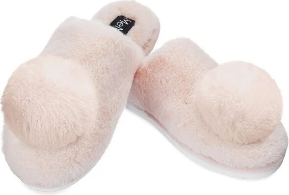 Memoi The Gloria Plush Pom-Pom Slippers Dusty Pink M