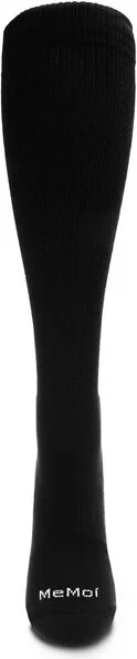 Memoi Unisex Classic Athletic Cushion Sole Knee High Cotton Blend 15-20mmHg Graduated Compression Socks Black - Image 2