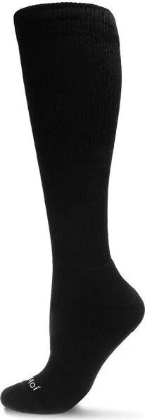 Memoi Unisex Classic Athletic Cushion Sole Knee High Cotton Blend 15-20mmHg Graduated Compression Socks Black