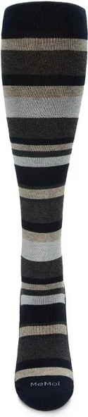 Memoi Unisex Multi Striped Cotton Blend 15-20mmHg Graduated Compression Socks Blue - Image 2