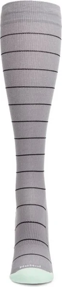 Memoi Unisex Thin Striped Antimicrobial Nylon 15-20mmHg Graduated Compression Socks Gray - Image 2