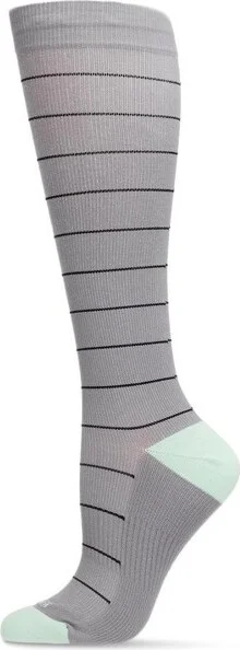 Memoi Unisex Thin Striped Antimicrobial Nylon 15-20mmHg Graduated Compression Socks Gray