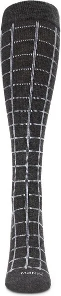 Memoi Unisex Window Pane Knee High Cotton Blend 15-20mmHg Graduated Compression Socks Dark Gray Heather - Image 2