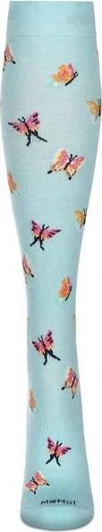 Memoi Women's Butterfly Bamboo Blend 8-15MMHG Compression Socks Blue Frost 9-11 - Image 2